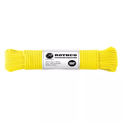 ROTHCO šňůra PARACORD polyester 550LB ø 4 mm / 30 m REFLEXNÍ ŽLUTÁ