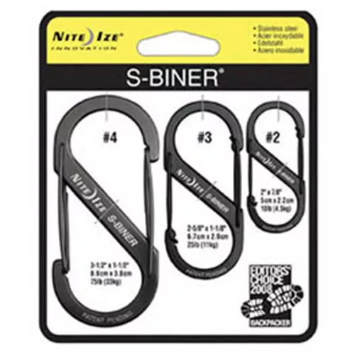NiteIze sada S karabin 3ks 5cm, 6,5cm a 9cm ČERNÁ