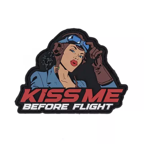 101INC nášivka 3D plastová KISS ME BEFORE FLIGHT velcro