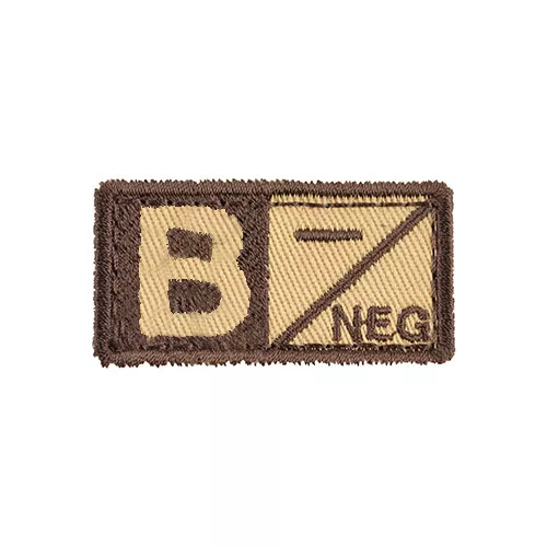 MILITARY RANGE nášivka krevní skupina B NEG VELCRO PÍSKOVÁ