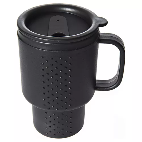 FOSCO hrnek termo dvouplášťový plastový s rukojetí 400ml ČERNÝ