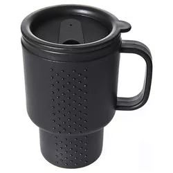 FOSCO hrnek termo dvouplášťový plastový s rukojetí 400ml ČERNÝ