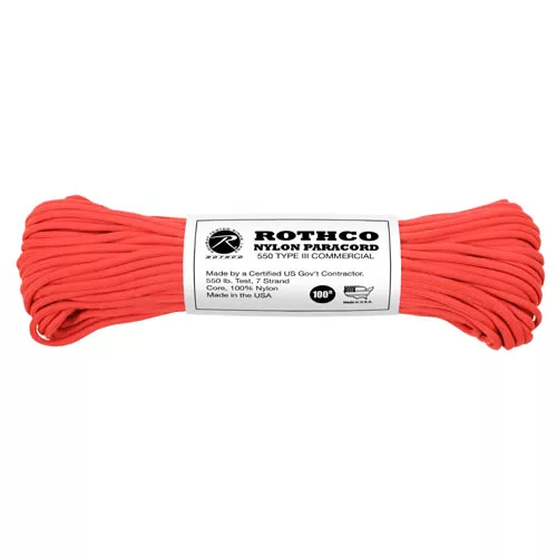 ROTHCO šňůra PARACORD nylon 550LB ø 4 mm / 30 m ČERVENÁ
