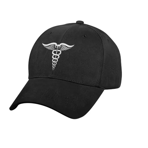ROTHCO čepice baseball bílý symbol CADUCEUS ČERNÁ