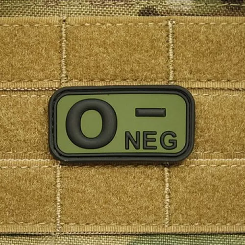 JACKETS TO GO nášivka KREV 0 NEG plast ZELENÁ