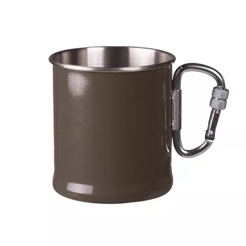 MIL-TEC hrnek nerezový 250ml s karabinou ZELENÝ
