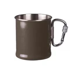 MIL-TEC hrnek nerezový 250ml s karabinou ZELENÝ
