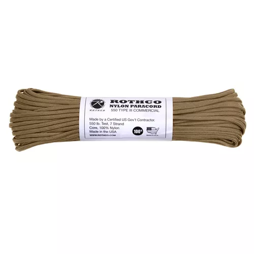 ROTHCO šňůra PARACORD nylon 550LB ø 4 mm / 30 m COYOTE BROWN