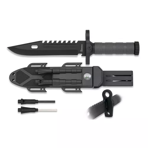 Albainox nůž SURVIVAL s vybavením ČERNÝ