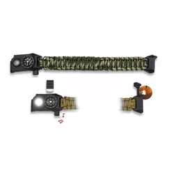Albainox náramek paracord s kompasem, píšťalkou a svítilnou CAMO