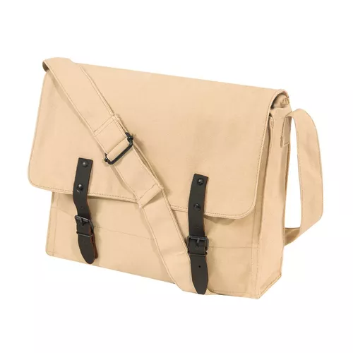 ROTHCO taška přes rameno plátěná VINTAGE s koženými řemínky KHAKI