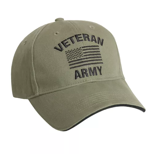 ROTHCO čepice VINTAGE VETERAN ARMY s US vlajkou ZELENÁ