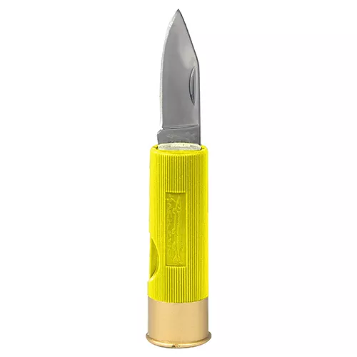 JACK PYKE nůž zavírací 4 cm SHOTGUN ve tvaru brokového náboje ŽLUTÝ