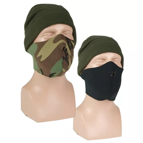 MIL-TEC maska obličejová (polomaska) NEOPREN 3mm ČERNÁ-WOODLAND