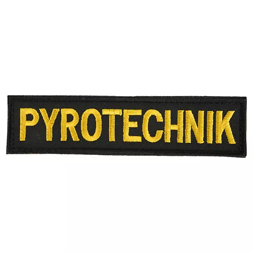 NAVYS nášivka PYROTECHNIK malá ČERNÁ se žlutou nití VELCRO