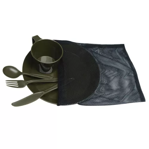 MIL-TEC set jídelní CAMP plastový v sáčku ZELENÝ