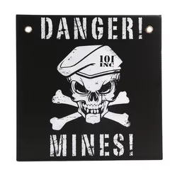 101INC cedule plastová DANGER! MINES! ČERNO/BÍLÁ