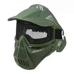 KOMBAT maska celoobličejová s mřížkou ZELENÁ