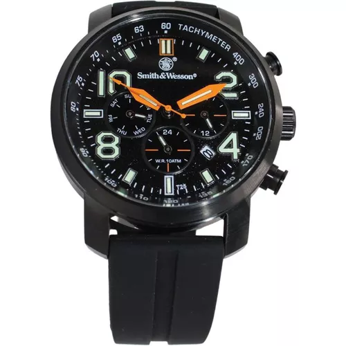 Smith & Wesson hodinky CHRONOGRAPH gumový řemínek ČERNÉ