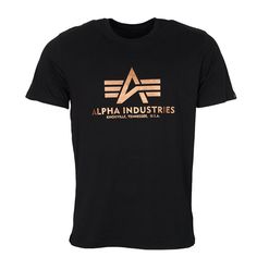 Alpha Industries Tričko  Basic T-Shirt černá | zlatá 4XL