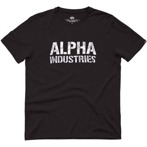 Alpha Industries Tričko  Camo Print T černá | bílá XL