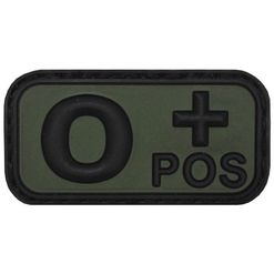 Nášivka gumová 3D: Krevní skupina 0 POS [50x25] olivová