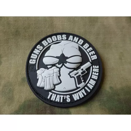 JACKETS TO GO nášivka GUNS BOOBS AND BEER velcro plast ČERNÁ