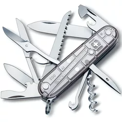 VICTORINOX nůž kapesní HUNTSMAN 91mm STŘÍBRNÝ transparentní