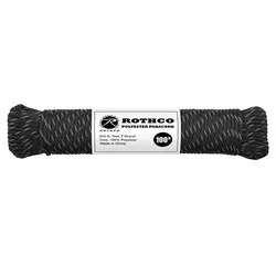 ROTHCO šňůra PARACORD polyester 550LB ø 4 mm / 30 m ČERNÁ/REFLEXNÍ nitky