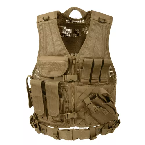 ROTHCO vesta taktická CROSS DRAW MOLLE COYOTE BROWN nadměrná velikost
