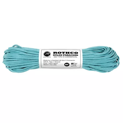 ROTHCO šňůra PARACORD nylon 550LB ø 4 mm / 30 m TYRKYSOVÁ