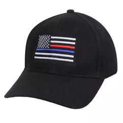 ROTHCO čepice US vlajka s modrou a červenou linkou ČERNÁ
