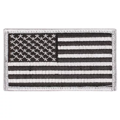 ROTHCO nášivka USA vlajka 4,5 x 8,5 cm velcro ČERNÁ/STŘÍBRNÁ