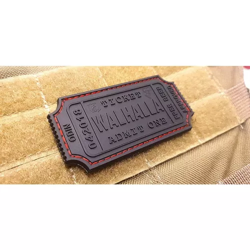 JACKETS TO GO nášivka WALHALLA TICKET BEER velcro plast ČERNÁ