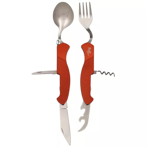 FOX Outdoor příbor cestovní sada 6v1 ORANŽOVÝ