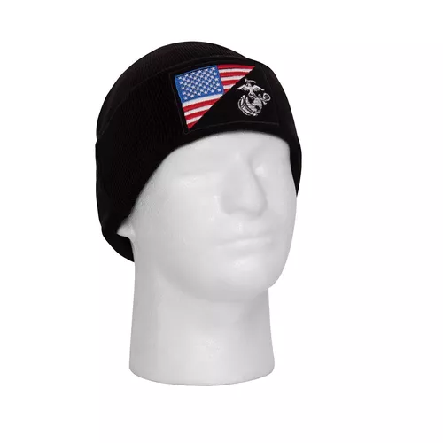 ROTHCO čepice WATCH vlajka USA/USMC pletená ČERNÁ
