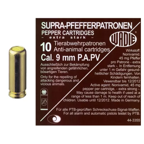 WADIE náboj pepřový P.A. PV SUPRA PFEFFER 9 mm 10ks pistole