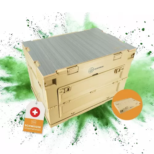 BUSHPEAK bedna skládací úložná Flexbox 50L PÍSKOVÁ