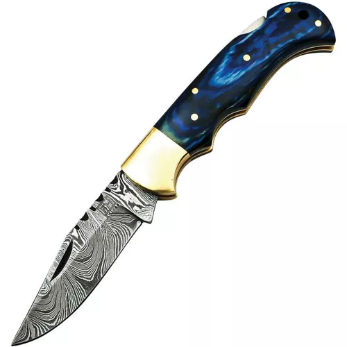 FH Knives nůž zavírací damašková ocel MODRÝ