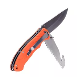 FOSCO nůž zavírací BUSHCRAFT multifunkční ORANŽOVÝ