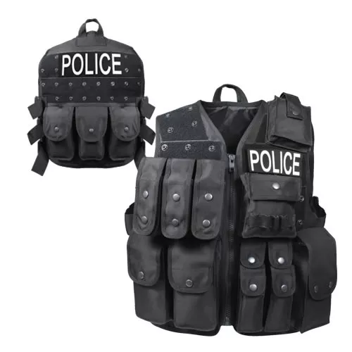 ROTHCO vesta POLICE taktická zásahová se sumkami ČERNÁ