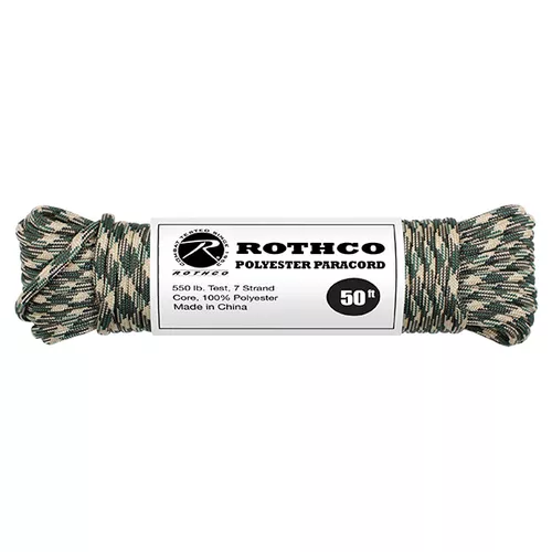 ROTHCO šňůra PARACORD polyester 550LB ø 4 mm / 15 m WOODLAND