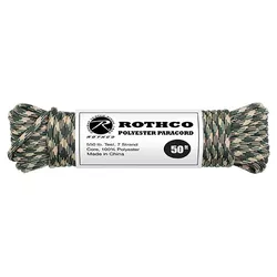 ROTHCO šňůra PARACORD polyester 550LB ø 4 mm / 15 m WOODLAND