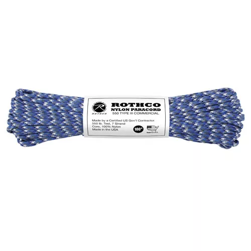 ROTHCO šňůra PARACORD nylon 550LB ø 4 mm / 30 m MODRÁ CAMO