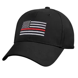 ROTHCO čepice US vlajka s červenou linkou ČERNÁ