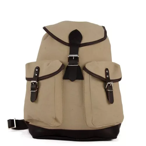 ESSL - original batoh TRUCKSACK 14l s koženými prvky KHAKI/TMAVĚ HNĚDÁ kůže