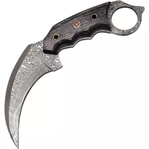 FH Knives nůž FH Karambit damašková ocel s pouzdrem ČERNÝ