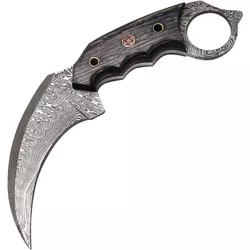 FH Knives nůž FH Karambit damašková ocel s pouzdrem ČERNÝ