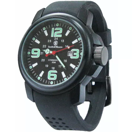 Smith & Wesson hodinky COMMANDO 30M s gumovým řemínkem ČERNÉ