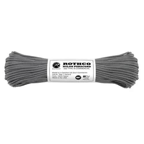 ROTHCO šňůra PARACORD nylon 550LB ø 4 mm / 30 m ŠEDÁ